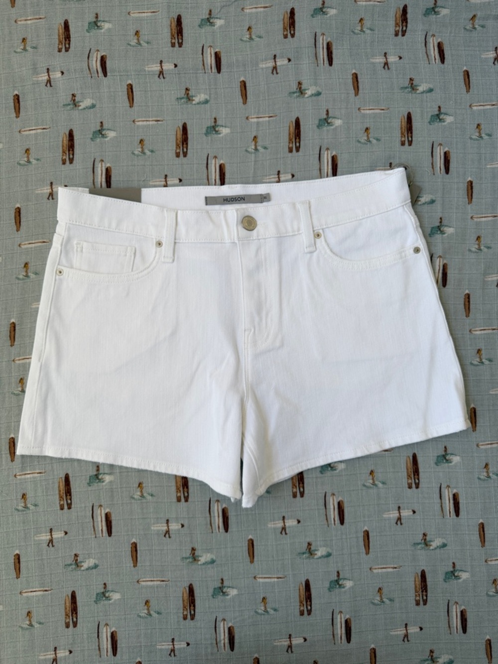Hudson Gemma Mid-Rise White Denim Shorts NWT
